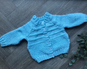 6-12 months personalised Hand knitted cardigan