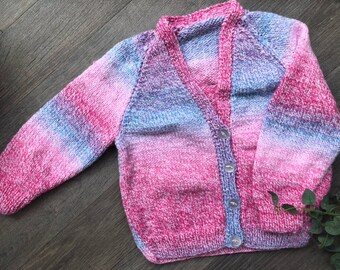 2-3 years Personalised hand knitted baby cardigan