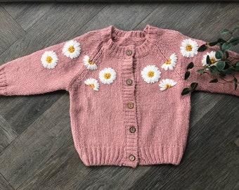 3-4 years Personalised knitted baby cardigan