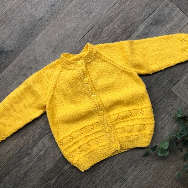 1-2 years Personalised hand knitted baby cardigan