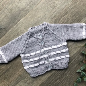 0-3 months personalised Hand knitted cardigan image 1