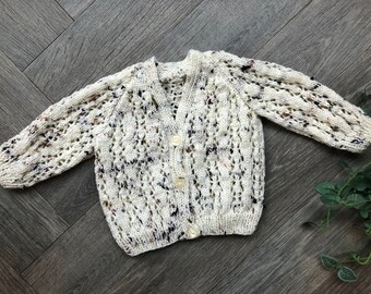 0-3 months Personalised hand knitted cardigan