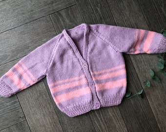 3-6  months  personalised Hand knitted cardigan