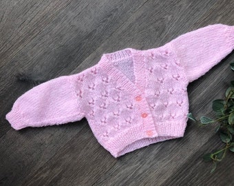 Newborn  personalised Hand knitted cardigan