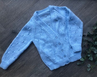 9-12  months personalised Hand knitted cardigan