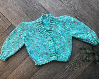 6-12 months personalised Hand knitted cardigan