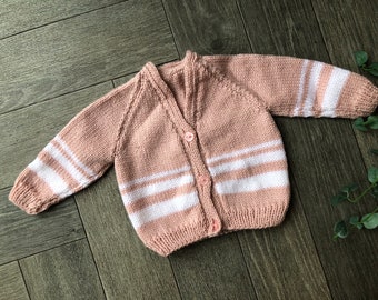 0-3  months  personalised Hand knitted cardigan