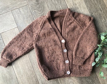 2-3 years Personalised hand knitted baby cardigan