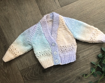Newborn  personalised Hand knitted cardigan