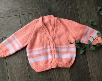 3-6  months  personalised Hand knitted cardigan