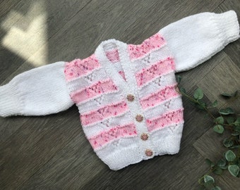 3-6  months  personalised Hand knitted cardigan