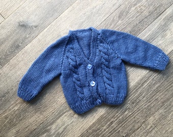 3-6  months  personalised Hand knitted cardigan