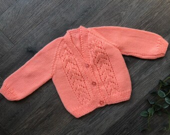 0-3  months  personalised Hand knitted cardigan