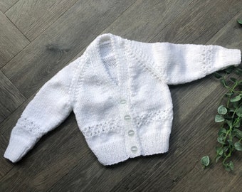 3-6 months personalised hand knitted baby cardigan