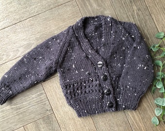 3-6  months  personalised Hand knitted cardigan