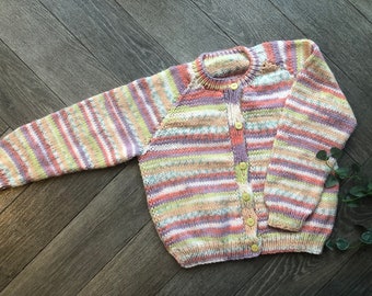 2-3 years Personalised hand knitted baby cardigan