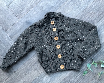 6-12  months personalised Hand knitted cardigan