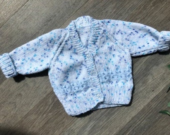 Newborn personalised Hand knitted cardigan