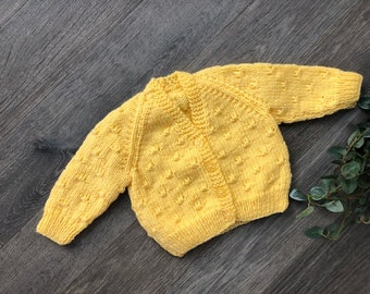 Newborn  personalised Hand knitted cardigan