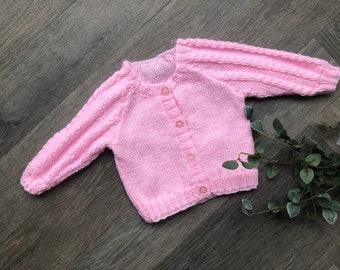 0-3  months personalised Hand knitted cardigan