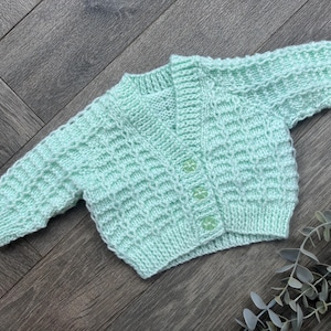 Newborn  personalised Hand knitted cardigan