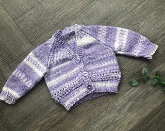 0-3 months Personalised hand knitted cardigan