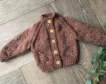 Newborn  personalised Hand knitted cardigan