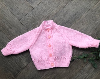 0-3  months personalised Hand knitted cardigan