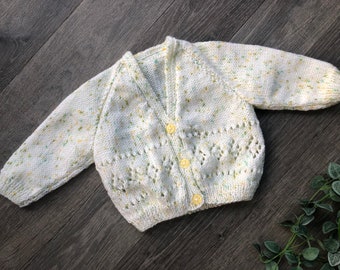 3-6  months  personalised Hand knitted cardigan