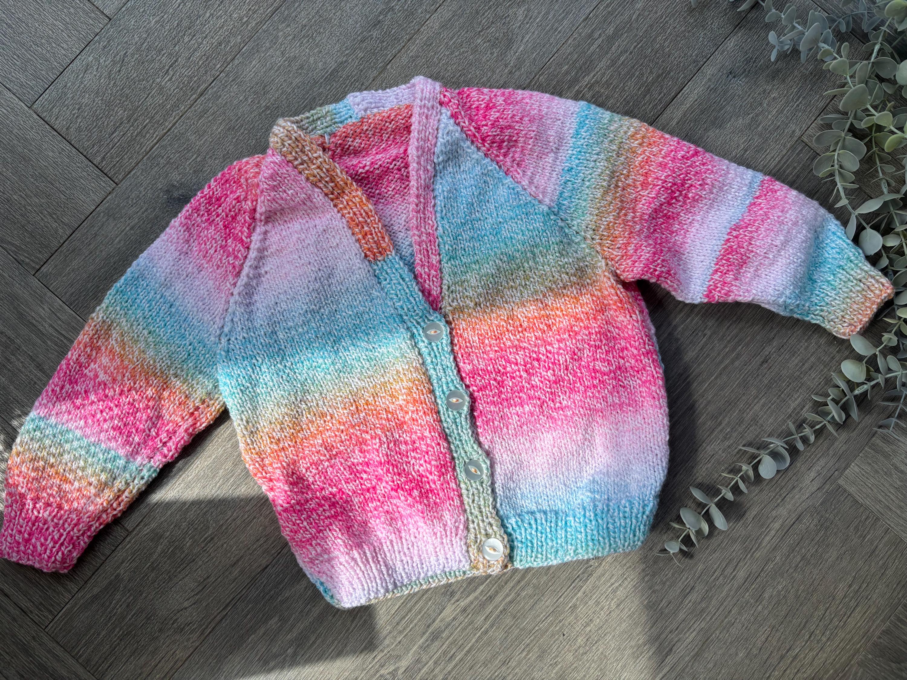 2-3 years Personalised hand knitted baby cardigan