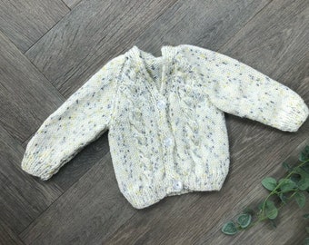 Newborn personalised Hand knitted cardigan