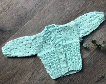 Newborn  personalised Hand knitted cardigan