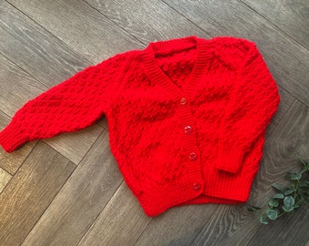 2-3 years Personalised hand knitted baby cardigan