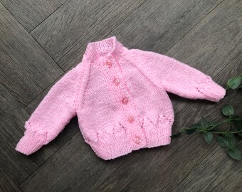 Newborn  personalised Hand knitted cardigan