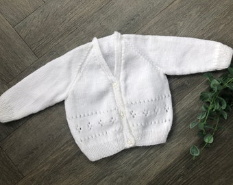 3-6 months personalised hand knitted baby cardigan