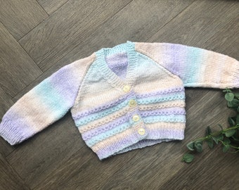 3-6 months Personalised hand knitted cardigan