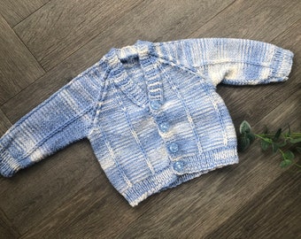 0-3 months Personalised hand knitted cardigan