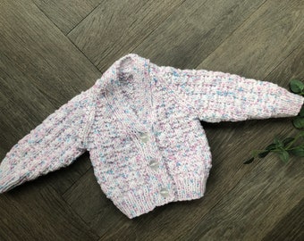 Newborn  personalised Hand knitted cardigan