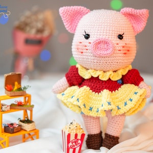 PDF crochet pattern (English/French/Spanish) - Tutoriel PDF crochet: Minji the pig-Amigurumi doll pdf-cochon patron- cerdita patron