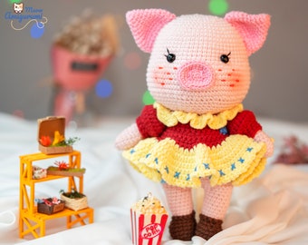 PDF crochet pattern (English/French/Spanish) - Tutoriel PDF crochet: Minji the pig-Amigurumi doll pdf-cochon patron- cerdita patron