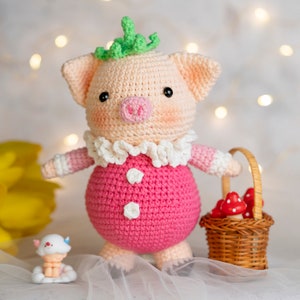 PDF crochet pig pattern English: Rosy the pig-Amigurumi doll pdf-cochon patron-Crochet doll Pattern-Pig crochet-Amigurumi animal image 2