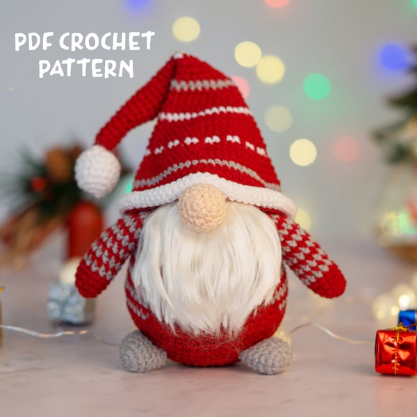 PDF Crochet Gnome Pattern: Scandinavian Gnome crochet - Amigurumi Gnome Pattern-Crochet Gnome-Amigurumi Christmas Gnome-Christmas Crochet