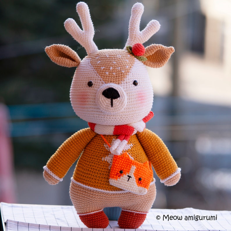 PDF Amigurumi pattern English/ French/Spanish: Prancer BIG reindeer Crochet large reindeer 45cm/18 inc tall Français patron-Amigurumi doll image 4