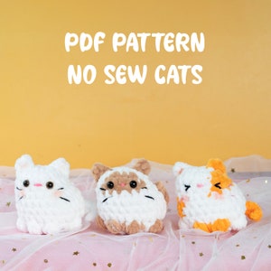 3 in 1 No Sew Crochet Cat Pattern - Amigurumi Cat Pattern Crochet Cat -  No sew bun cat - Amigurumi Cat - Mini cat loaf crochet pattern