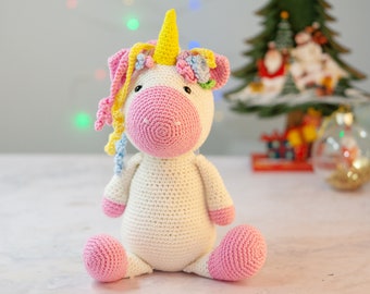 PDF crochet pattern: Pippi unicorn-Amigurumi doll pdf-Crochet unicorn-Crochet doll Pattern-Unicorn crochet-Amigurumi animal-Amigurumi tuto