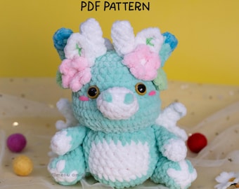Crochet Dagon Patterns (PDF - English), Dragon Amigurumi Pattern For Beginner,  Dragon chenille yarn, amigurumi pattern, Crochet Dragon PDF