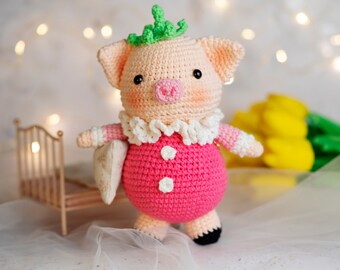 PDF crochet pig pattern (English): Rosy the pig-Amigurumi doll pdf-cochon patron-Crochet doll Pattern-Pig crochet-Amigurumi animal