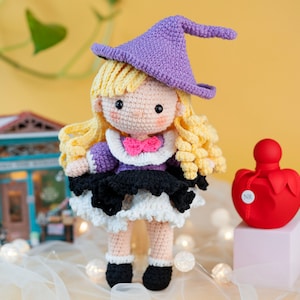 PDF crochet pattern : Luna witch doll- English - Amigurumi pattern-Crochet doll - Crochet pattern - Amigurumi doll -Halloween Witch doll