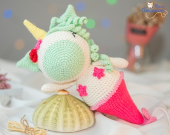 PDF Unicorn Crochet Pattern (English):Icy the mermaid unicorn-Amigurumi doll-crochet unicorn-amigurumi unicorn mermaid, crochet mermaid,