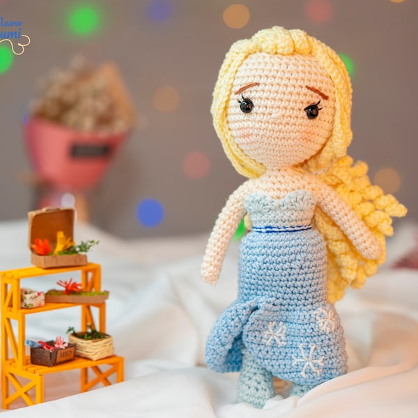 PDF crochet pattern: Ice princess crochet doll - Amigurumi pattern - Crochet ice queen doll - Crochet pattern - Amigurumi doll
